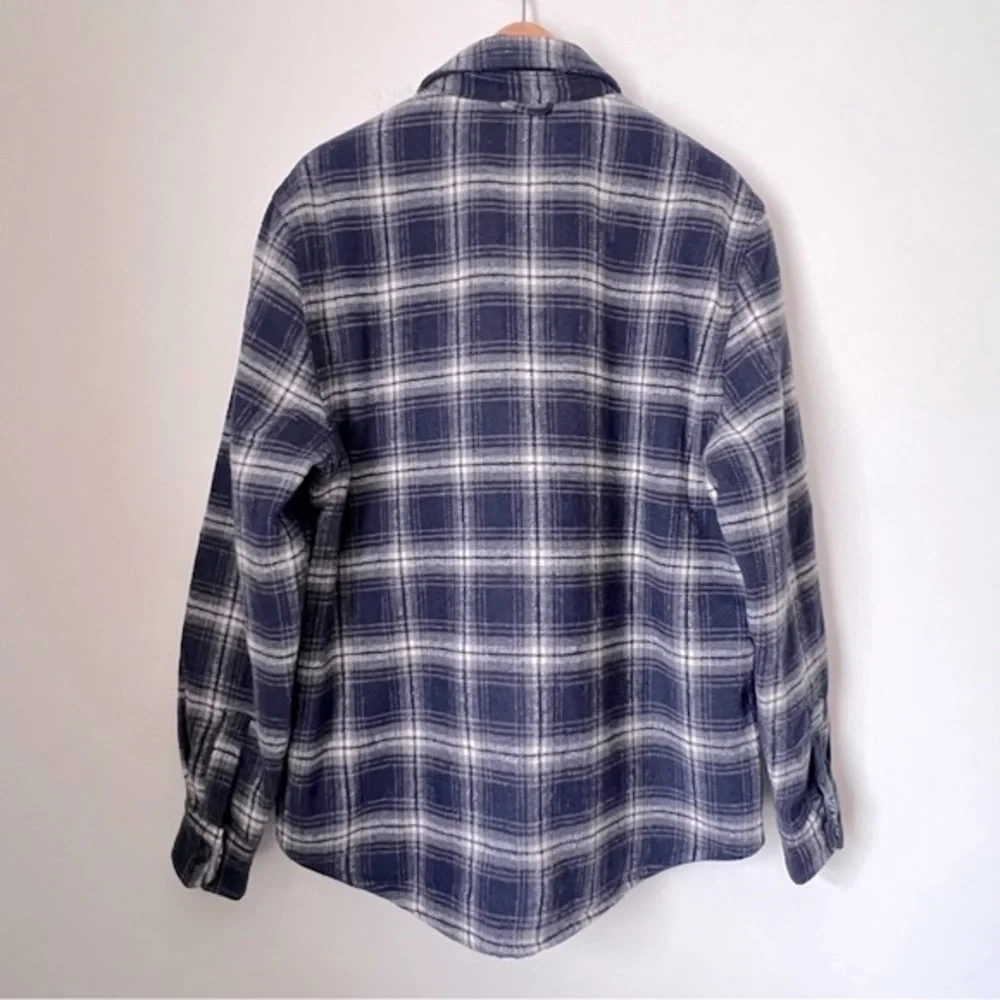 JACHS Men's Plaid Thick Quilted Blue Shirt Jacket Wool Blend Lumberjack Layering
